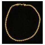 14K yellow gold 7 inch rope bracelet