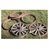 2 Wood Spoke Wheels, 3 Steel Wheels