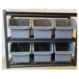 Shelving Unit with Wire Shelves & 6 plastic bins