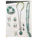 Green Necklaces, Earrings & Bracelet