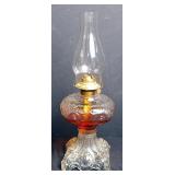 Pedestal Base Oil Lamp, Vintage