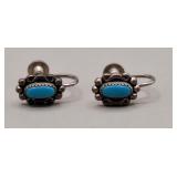 Sterling Silver Turquoise ? Earrings, Screw Backs