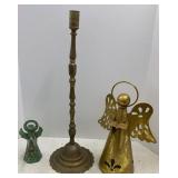 Heavy Brass Candlestick Holder 25in & Angels