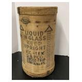 Large Glass Jug in Wooden Container