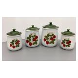 Strawberry Pattern Canisters With Lids