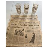 73 Indy Star Secretatiat Newspaper/3 Derby Glasses