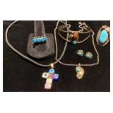 Southwest style jewelry turquoise red coral