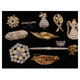 Rhinestone and Pearl costume brooches