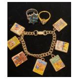 Kids Storybook charm bracelet & costume rings