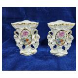 Porcelain Spill Vases (2) 6" tall