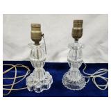 Glass base dresser lamps