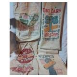 4- vintage seed sacks, heavy cloth.