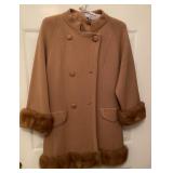 Vtg Wool Coat with Mink Fur Cuffs (size 12)