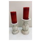 Resin Whitewashed Candlestick Holders