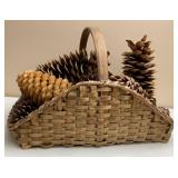 Antique Gathering Basket & Pine Cones