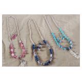 Silvertone Beaded Necklace/Earrings Sets