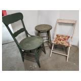 Vintage Stool, Chair & folding chair