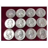 (12) 1963ï¿½P & D Silver Washington Quarters