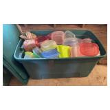 Large Tote of Plastic Containers