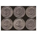 Eisenhower Dollar Coins, (6)