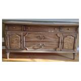 Wood Sideboard w/ Wood & Marble Top ,approx 63" x