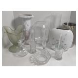 Lot of Glass/Ceramic Vases, Baskets, Bowls, &