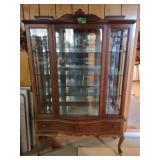 Vtg. Wooden Curio China Cabinet w/ Bottom Drawer