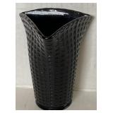 Vtg. Black Milk Glass Weave Pattern VaseApprox