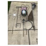 Assorted Metal Hanging Planter Stands and Yard