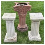 Plastic Pedestals And Garden Urn Appr 11x24 in