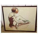 Framed Needlepoint Artwork Depicting Ballerina