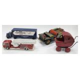 (4) Vintage Trucks, Jeep, & Stroller Toys