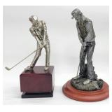 (2) Silver Finish Golf Figurines on Bases