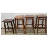 (II) 4 Vintage Wooden Stools3 Large Stools: 29