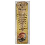 Vintage Pepsi Embossed Advertising Thermometer.