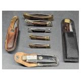 (AK) Lot Of Brown Wooden Pocket Knives