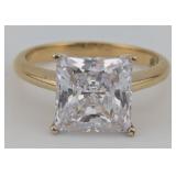 Sterling Gold Vermeil Princess Cut White Sapphire