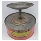 (M) Vintage JUSTRITE Plunger Can 1 Quart