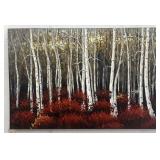 (M) Canvas Painting Of White Trees In A Forest.