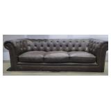 (M) Leather Chesterfield Tufted Sofa Color Dark