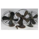 (E) 3 Metal Desk Top Fans. 1 Western Electric And