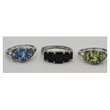 (P) Sterling Silver And Gemstone Rings.