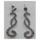 Sterling Marcasite Swirl Dangle EarringsTotal