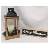 Christmas Lantern and Merry Christmas Sign