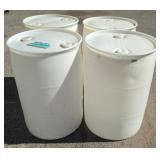 (4) 55 Gallon Hard Plastic Drums (Empty). B