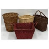 (4) Assorted Woven Rattan Baskets, Including 2