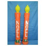 Pair 36" Tall Lighted Blow Mold NOEL Candles