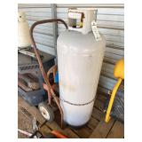 100 lb propane tank with service cart, bldg:Green