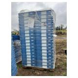 (108) plastic totes 23" x 14 1/2" x 4 1/2", row:5