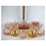 Carnival glass bowls creamers and footed dish,